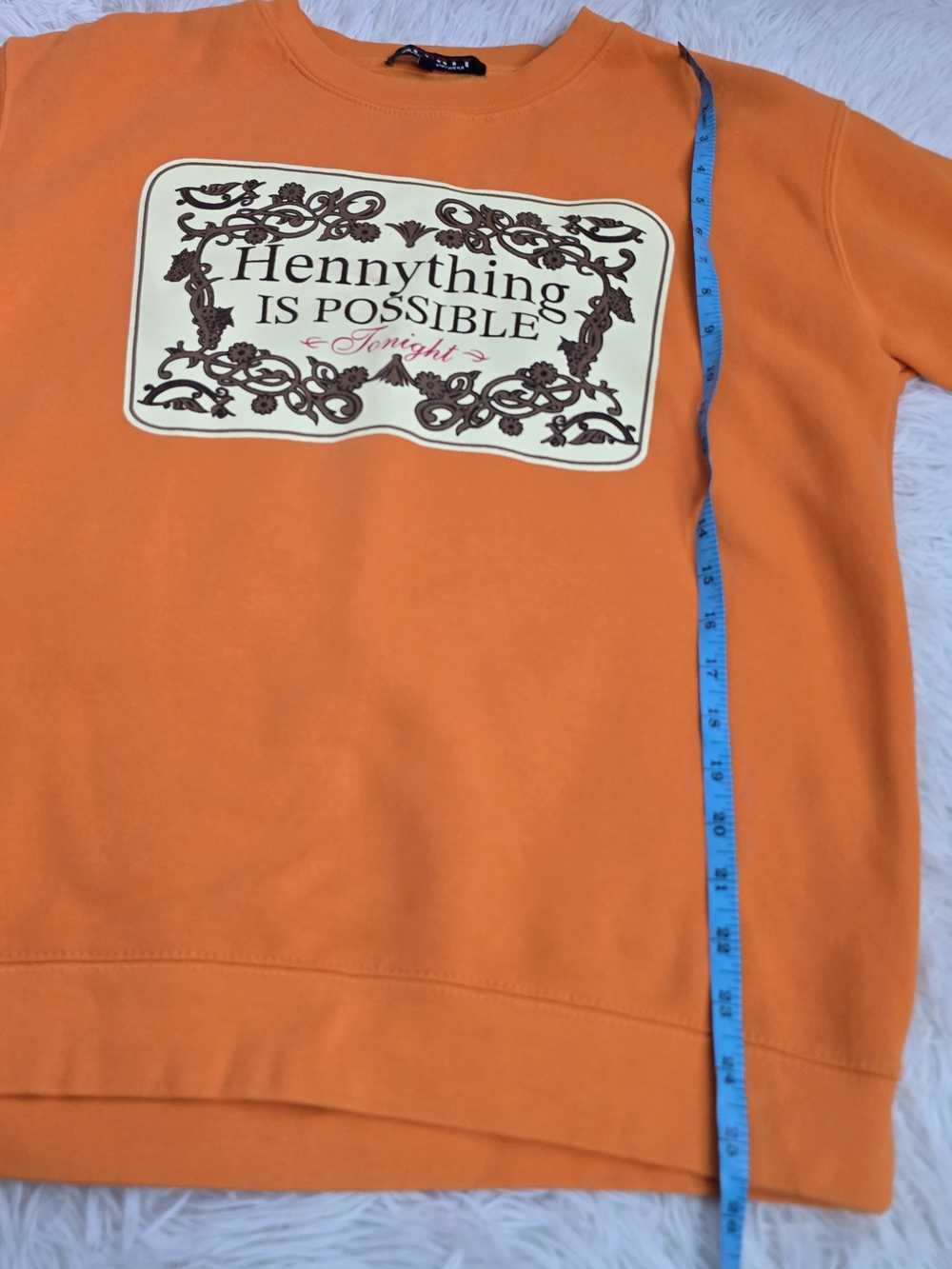 3Forty Hennything Is Possible Men's Bright Orange Graphic Sweatshirt - Picture 9 of 10